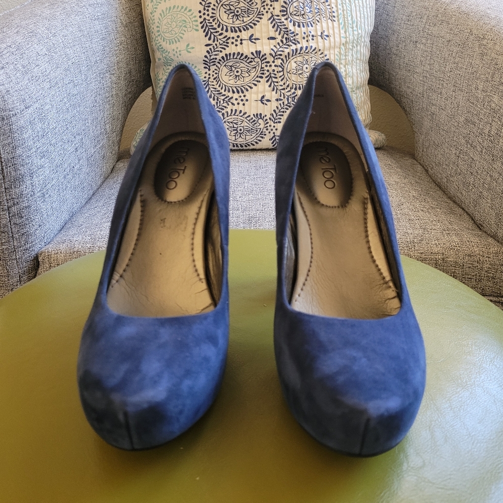Me Too Leanna Navy Suede Heels - 8M - Picture 3 of 7